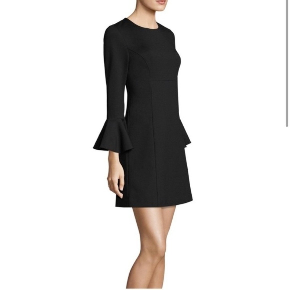 Trina Turk Black Bell Sleeve Lace Trim Sheath Dress Size 4 Mini LBD